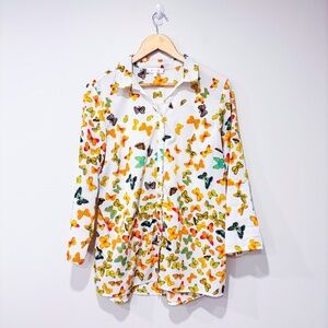 GRENIER White button down shirt with butterflies